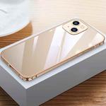 For iPhone 14 Plus Metal Frame HD Transparent Phone Case (Gold)