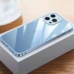 For iPhone 14 Pro Metal Frame HD Transparent Phone Case(Sierra Blue)
