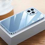 For iPhone 14 Pro Max Metal Frame HD Transparent Phone Case (Sierra Blue)