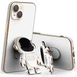 For iPhone 13 Pro Plating Astronaut Holder Phone Case with Lens Film (White)