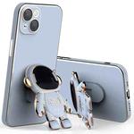 For iPhone 11 Plating Astronaut Holder Phone Case with Lens Film (Sierra Blue)