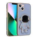 For iPhone 13 Pro Max Plating Astronaut Holder Phone Case (Sierra Blue)