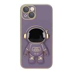 For iPhone 13 Pro Plating Astronaut Holder Phone Case (Lavender Purple)