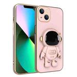 For iPhone 13 Plating Astronaut Holder Phone Case(Pink)