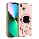 For iPhone 12 Plating Astronaut Holder Phone Case(Pink)