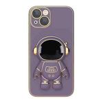 For iPhone 11 Plating Astronaut Holder Phone Case (Lavender Purple)