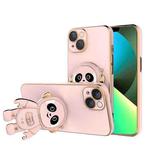 For iPhone 12 Pro Max Emoji Astronaut Holder Phone Case with Lens Film(Pink)