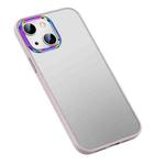 For iPhone 14 Colorful Metal Lens Ring Matte PC + TPU Phone Case (Pink)