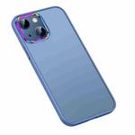 For iPhone 14 Plus Colorful Metal Lens Ring Matte PC + TPU Phone Case (Blue)