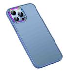 For iPhone 14 Pro Colorful Metal Lens Ring Matte PC + TPU Phone Case(Blue)