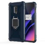 For OnePlus 7 / 6T Carbon Fiber Protective Case with 360 Degree Rotating Ring Holder(Blue)