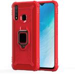 For Vivo Y5S Carbon Fiber Protective Case with 360 Degree Rotating Ring Holder(Red)