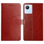 For OPPO Realme C30 HT01 Y-shaped Pattern Flip Leather Phone Case(Brown)