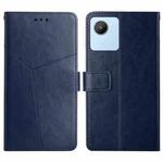 For OPPO Realme C30 HT01 Y-shaped Pattern Flip Leather Phone Case(Blue)