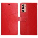 For Samsung Galaxy M13 HT01 Y-shaped Pattern Flip Leather Phone Case(Red)