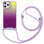 Lanyard Gradient Phone Case For iPhone 12 Pro(Yellow Purple)