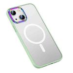 For iPhone 14 Plus MagSafe Colorful Metal Lens Ring Matte PC + TPU Phone Case (Green)