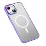 For iPhone 14 Plus MagSafe Colorful Metal Lens Ring Matte PC + TPU Phone Case (Purple)