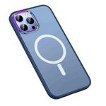 For iPhone 14 Pro MagSafe Colorful Metal Lens Ring Matte PC + TPU Phone Case(Dark Blue)