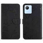 For OPPO Realme C30 HT03 Skin Feel Butterfly Embossed Flip Leather Phone Case(Black)