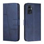 For Infinix Hot 12 Stitching Calf Texture Buckle Leather Phone Case(Blue)