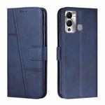For Infinix Hot 12 Play Stitching Calf Texture Buckle Leather Phone Case(Blue)