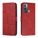 For Infinix Hot 12i Stitching Calf Texture Buckle Leather Phone Case(Red)