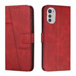 For Motorola Moto E32 4G / E32s Stitching Calf Texture Buckle Leather Phone Case(Red)