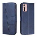 For Motorola Moto G42 Stitching Calf Texture Buckle Leather Phone Case(Blue)