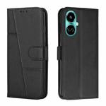 For Tecno Camon 19 Stitching Calf Texture Buckle Leather Phone Case(Black)