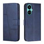 For Tecno Camon 19 Stitching Calf Texture Buckle Leather Phone Case(Blue)