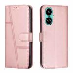 For Tecno Camon 19 Stitching Calf Texture Buckle Leather Phone Case(Pink)