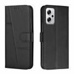 For Xiaomi Redmi Note 11T Pro / Pro+ 5G Stitching Calf Texture Buckle Leather Phone Case(Black)