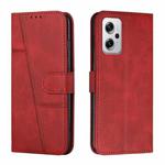 For Xiaomi Redmi Note 11T Pro / Pro+ 5G Stitching Calf Texture Buckle Leather Phone Case(Red)