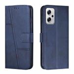 For Xiaomi Redmi Note 11T Pro / Pro+ 5G Stitching Calf Texture Buckle Leather Phone Case(Blue)