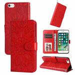 For iPhone SE 2022 / SE 2020 / 8 / 7 Embossed Sunflower Leather Phone Case(Red)