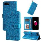 Embossed Sunflower Leather Phone Case For iPhone 7 Plus / 8 Plus(Blue)