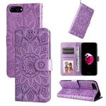 Embossed Sunflower Leather Phone Case For iPhone 7 Plus / 8 Plus(Purple)