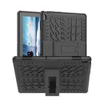 For Lenovo Tab E10 Tire Texture Shockproof TPU+PC Protective Case with Holder(Black)