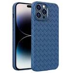 For iPhone 14 Pro Max BV Woven All-inclusive Phone Case (Dark Blue)