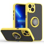 For iPhone 14 Q Shadow 1 Series TPU + PC Phone Case with Ring Holder (Yellow)