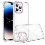 For iPhone 14 Pro Transparent Acrylic Space Phone Case(Pink)