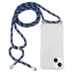 For iPhone 14 Four-Corner Shockproof Transparent TPU Case with Lanyard (Blue White)