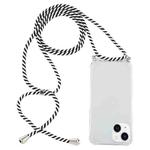 For iPhone 14 Four-Corner Shockproof Transparent TPU Case with Lanyard (Zebra)