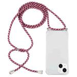 For iPhone 14 Four-Corner Shockproof Transparent TPU Case with Lanyard (Red Grey Yellow)