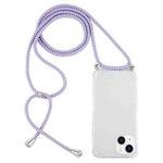 For iPhone 14 Four-Corner Shockproof Transparent TPU Case with Lanyard (Purple Blue Yellow)