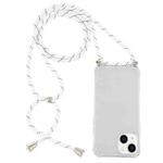 For iPhone 14 Plus Four-Corner Shockproof Transparent TPU Case with Lanyard (White Black)