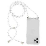 For iPhone 14 Pro Four-Corner Shockproof Transparent TPU Case with Lanyard(White Black)