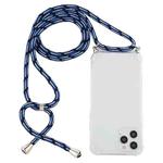 For iPhone 14 Pro Four-Corner Shockproof Transparent TPU Case with Lanyard(Blue White)