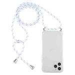 For iPhone 14 Pro Four-Corner Shockproof Transparent TPU Case with Lanyard(White Grey)